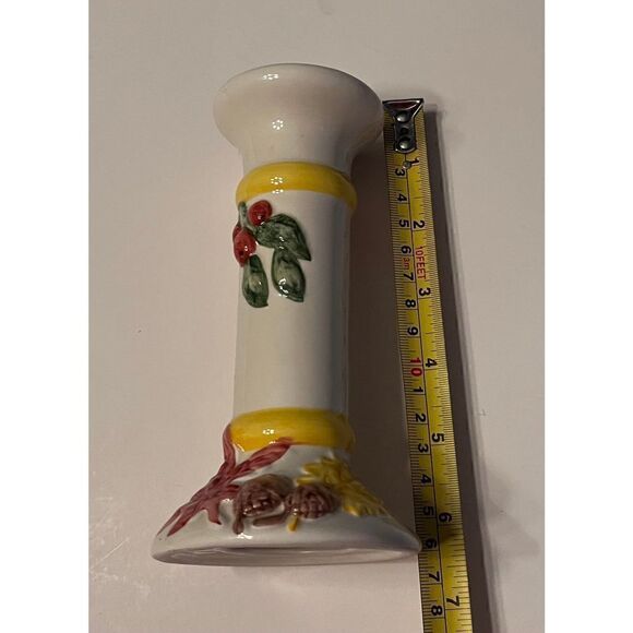 Candlesticks (2) Fall Leaves White Farmhouse 7.5” - Picture 6 of 6